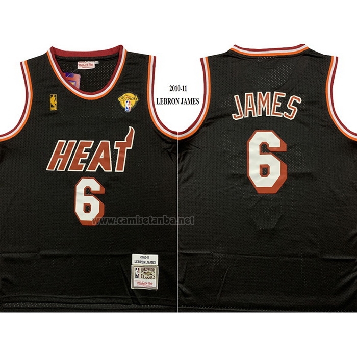 Camiseta Miami Heat LeBron James #6 Mitchell & Ness 2010-11 Negro